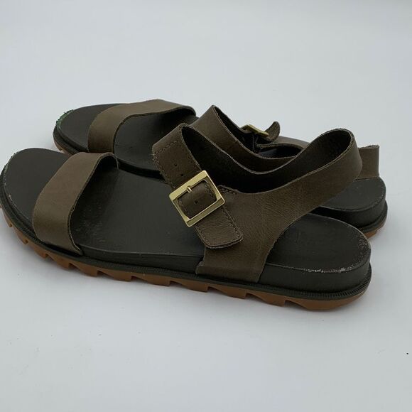 Sorel Roaming Decon olive green leather strap sandals Womans size 9 - Picture 8 of 11